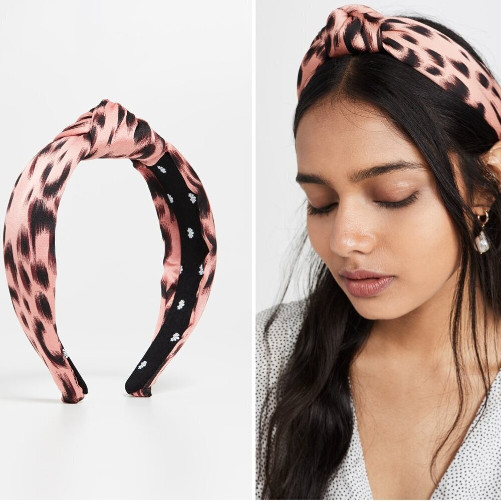 Lele Sadoughi Pink Leopard Silk Knotted Headband NWOT